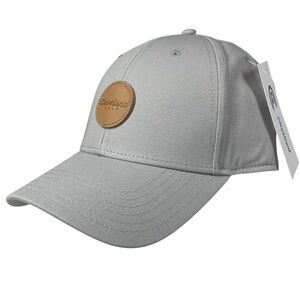 NEW Cleveland Golf Leather Patch Hat Cap Light Grey Adjustable NWT